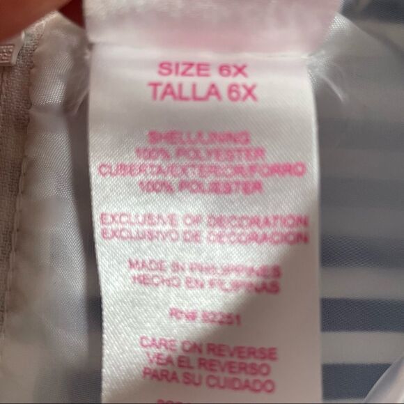 Nanette girl spring dressy fancy party dress size 6x navy white stripes flower - Picture 10 of 13